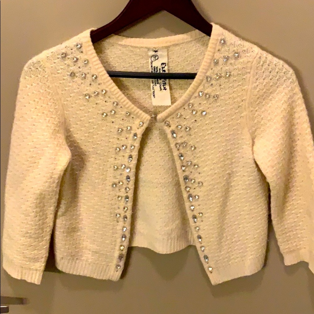 Cream Cashmere and rhinestone cropped sweater